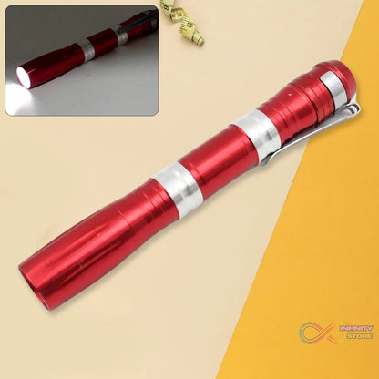 Portable Mini Torch / Flashlight LED Powerful High Lumens Pen Light with Clip, Portable Pocket Compact Torch for Emergency AA Battery operated (1 Pc / Battery not included) - infinityexculsivestore.com