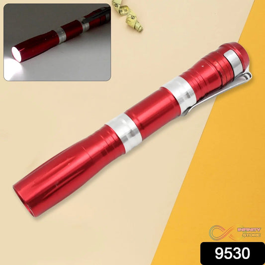 Portable Mini Torch / Flashlight LED Powerful High Lumens Pen Light with Clip, Portable Pocket Compact Torch for Emergency AA Battery operated (1 Pc / Battery not included) - infinityexculsivestore.com