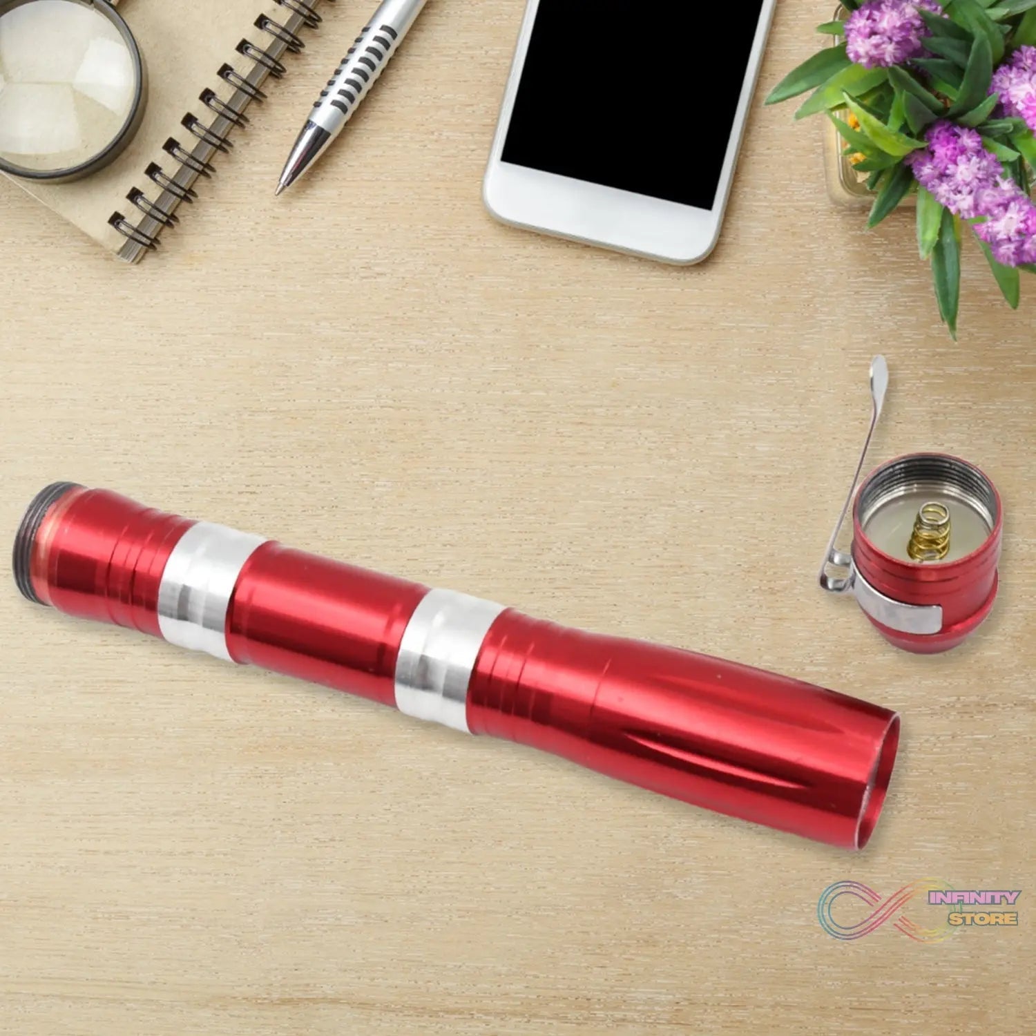 Portable Mini Torch / Flashlight LED Powerful High Lumens Pen Light with Clip, Portable Pocket Compact Torch for Emergency AA Battery operated (1 Pc / Battery not included) - infinityexculsivestore.com