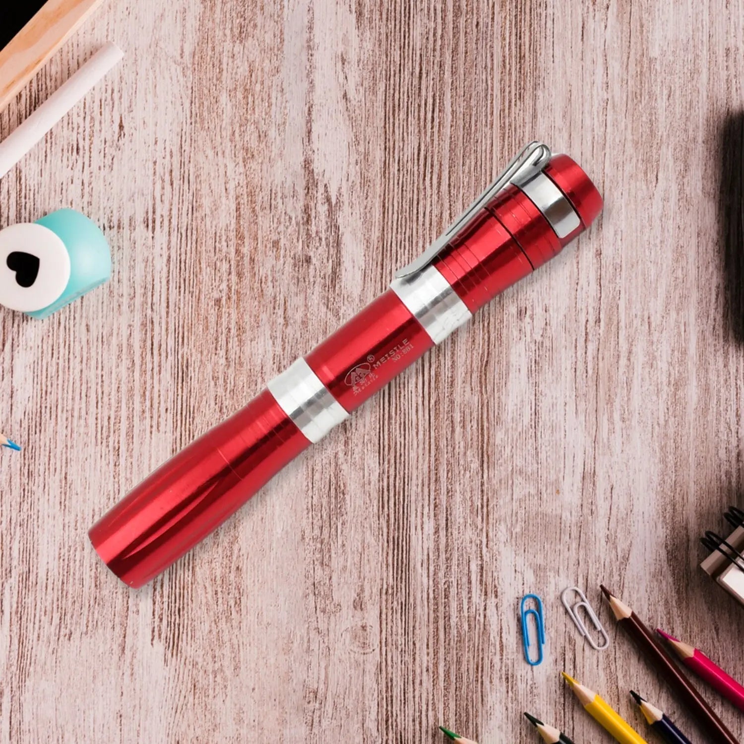 Portable Mini Torch / Flashlight LED Powerful High Lumens Pen Light with Clip, Portable Pocket Compact Torch for Emergency AA Battery operated (1 Pc / Battery not included) - infinityexculsivestore.com