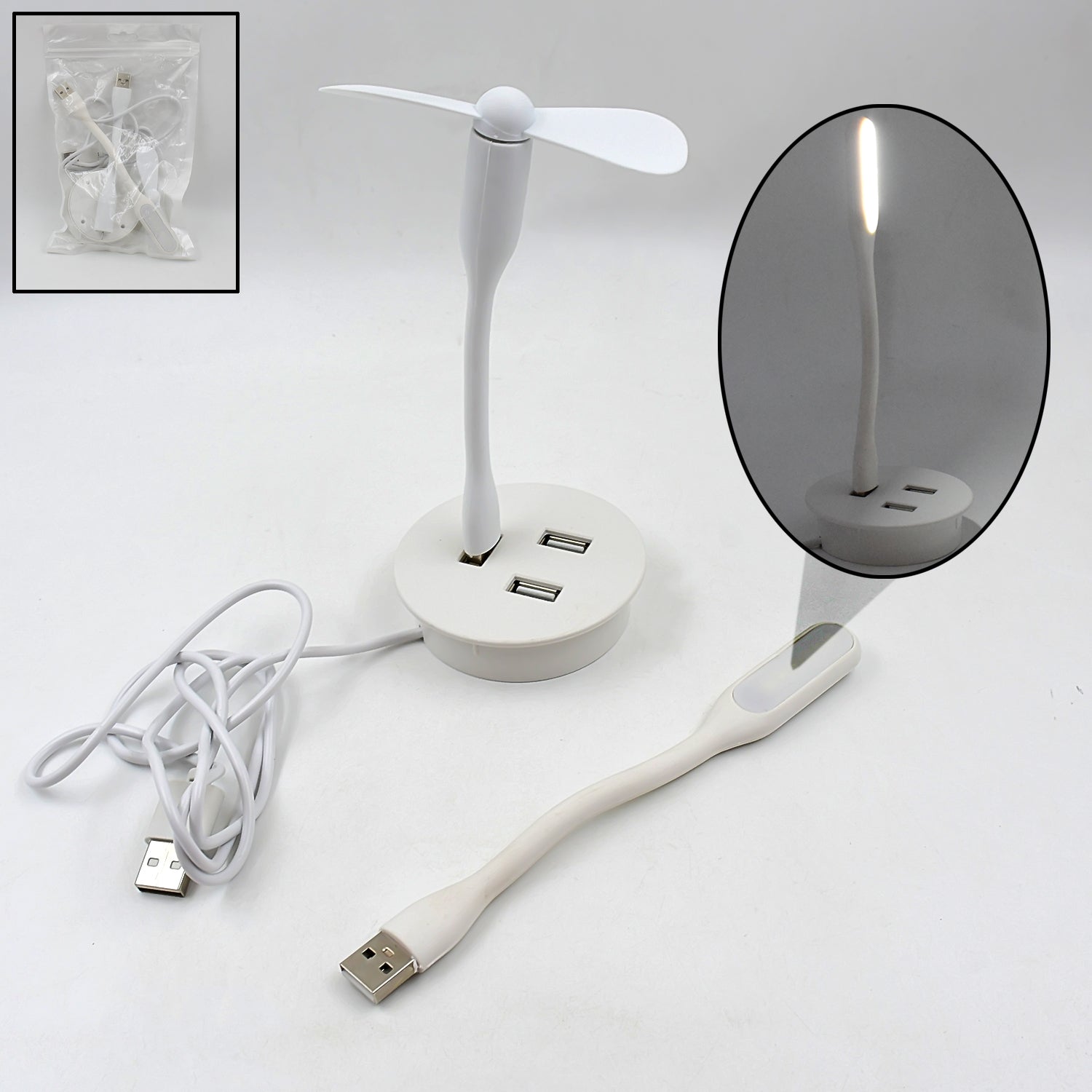 Portable Mini USB Fan, USB Ligh & USB 3 HUB / Port Combo - infinityexculsivestore.com