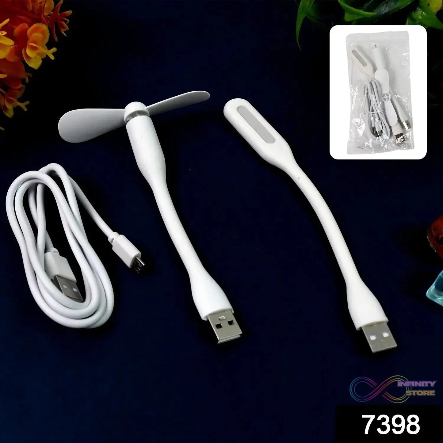 Portable Mini USB Fan, USB Light & Micro USB Cable (3 Pcs Set) - infinityexculsivestore.com