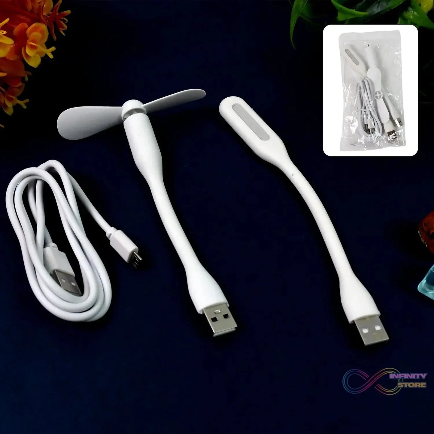 Portable Mini USB Fan, USB Light & Micro USB Cable (3 Pcs Set) - infinityexculsivestore.com