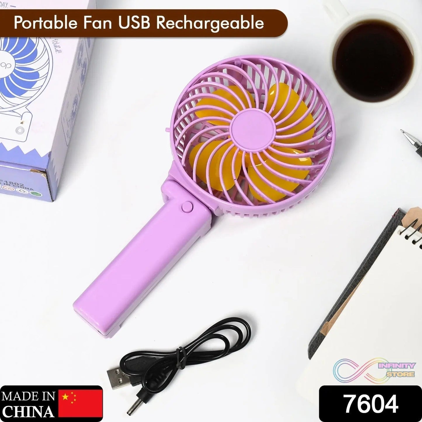 Portable Mini handy Fan & Personal Table Fan | Rechargeable Battery Operated Fan Suitable for Kids, Women, Makeup Artist, Home Office (Battery Not Include) - infinityexculsivestore.com