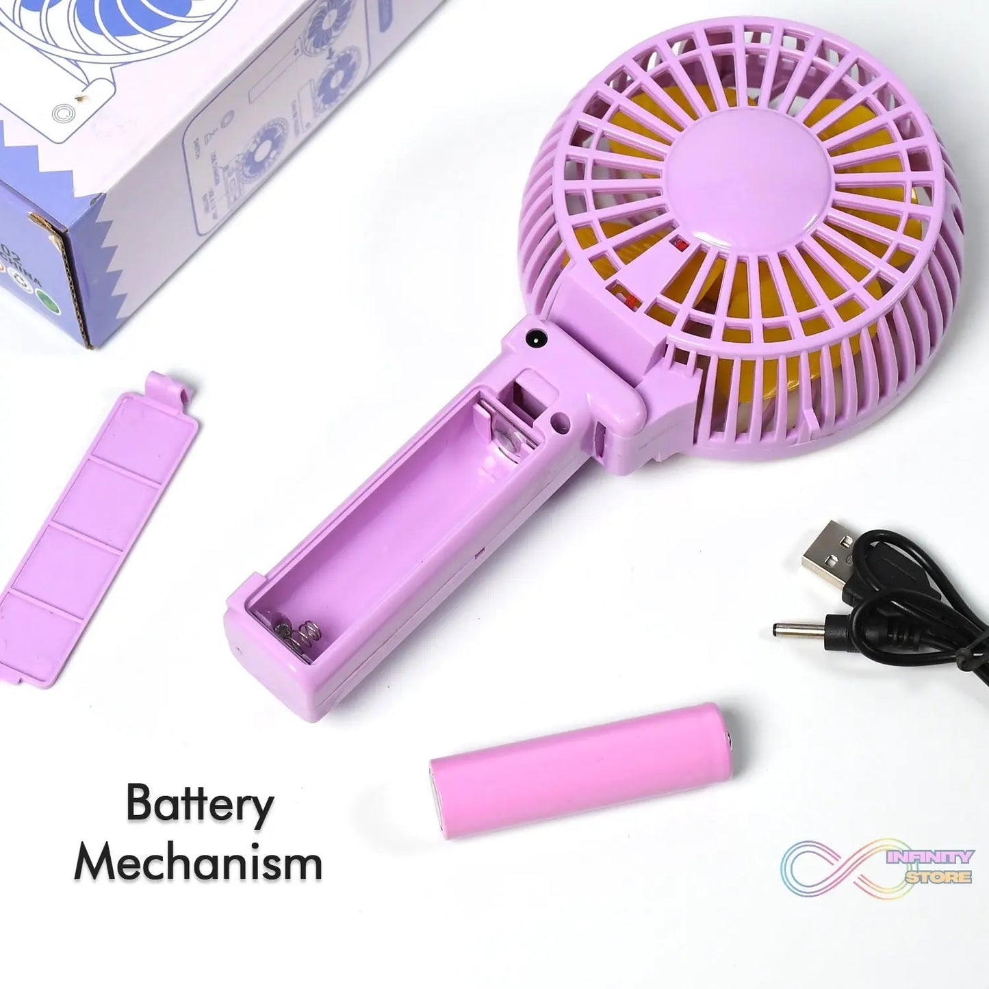 Portable Mini handy Fan & Personal Table Fan | Rechargeable Battery Operated Fan Suitable for Kids, Women, Makeup Artist, Home Office (Battery Not Include) - infinityexculsivestore.com