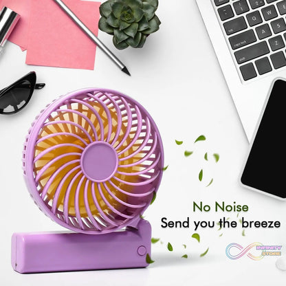 Portable Mini handy Fan & Personal Table Fan | Rechargeable Battery Operated Fan Suitable for Kids, Women, Makeup Artist, Home Office (Battery Not Include) - infinityexculsivestore.com
