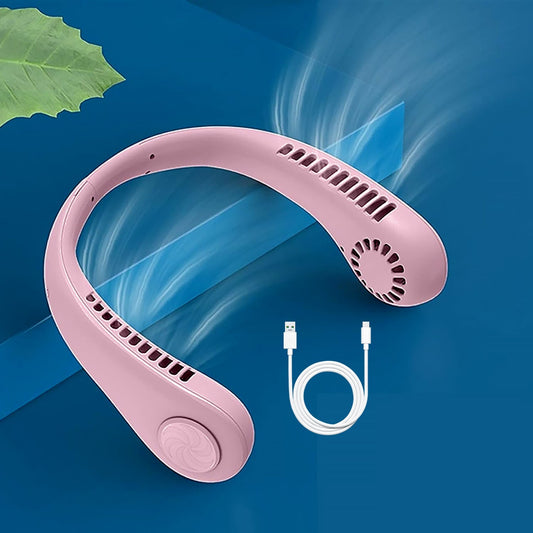 Portable Neck Fan: Holiday Hands Free Bladeless Neck Fan, 360° Cooling Hanging Fan, USB Rechargeable Personal Neck Fan, Wearable Neck Fan Suitable for Traveling - infinityexculsivestore.com