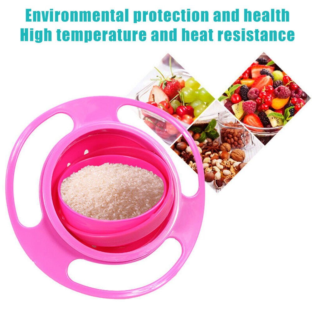 Portable Non Spill Feeding Toddler Gyro Bowl 360 Degree Rotating Dish - infinityexculsivestore.com