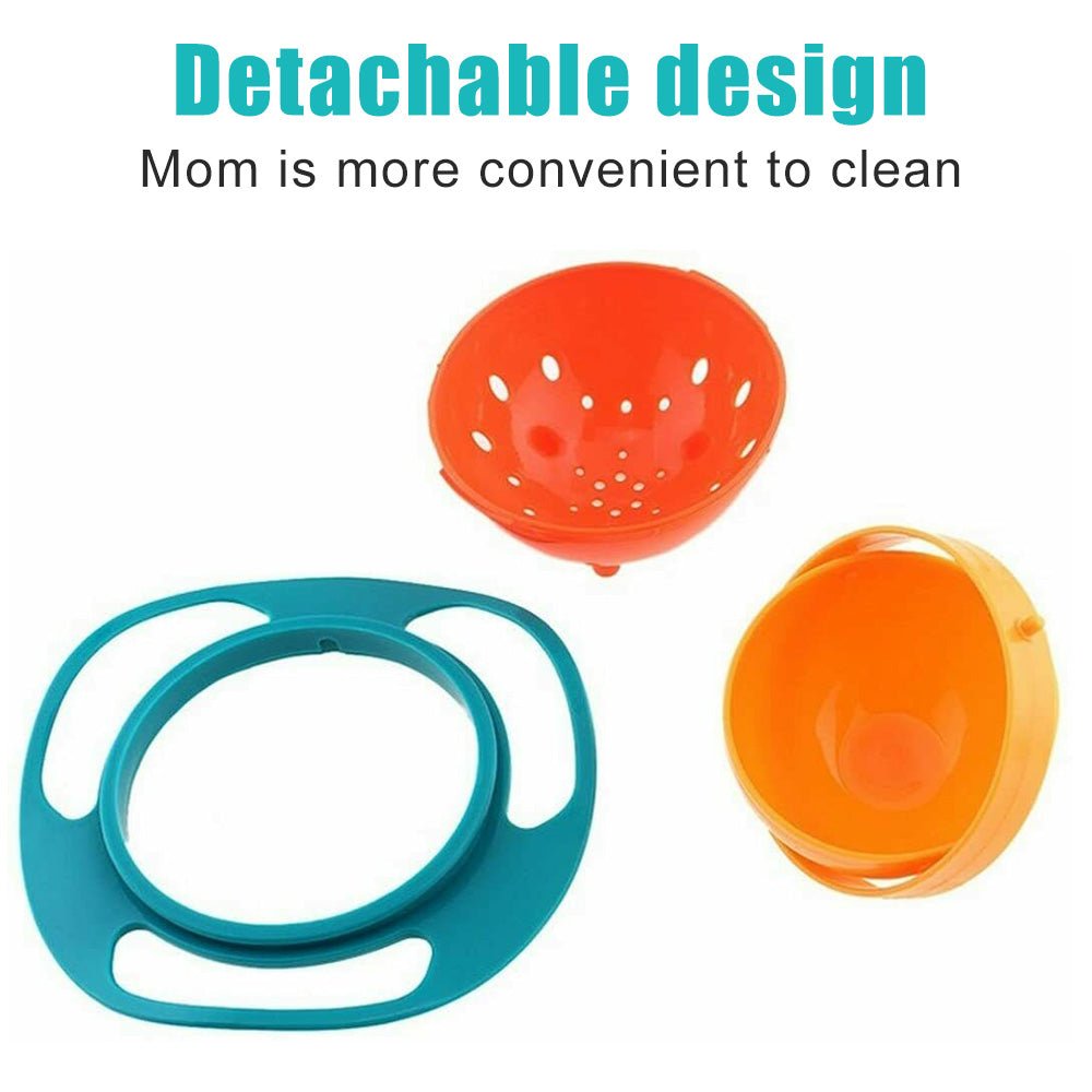 Portable Non Spill Feeding Toddler Gyro Bowl 360 Degree Rotating Dish - infinityexculsivestore.com