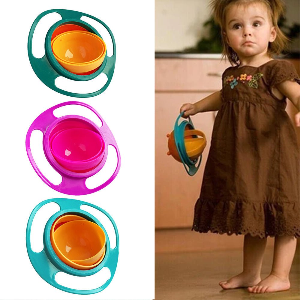 Portable Non Spill Feeding Toddler Gyro Bowl 360 Degree Rotating Dish - infinityexculsivestore.com