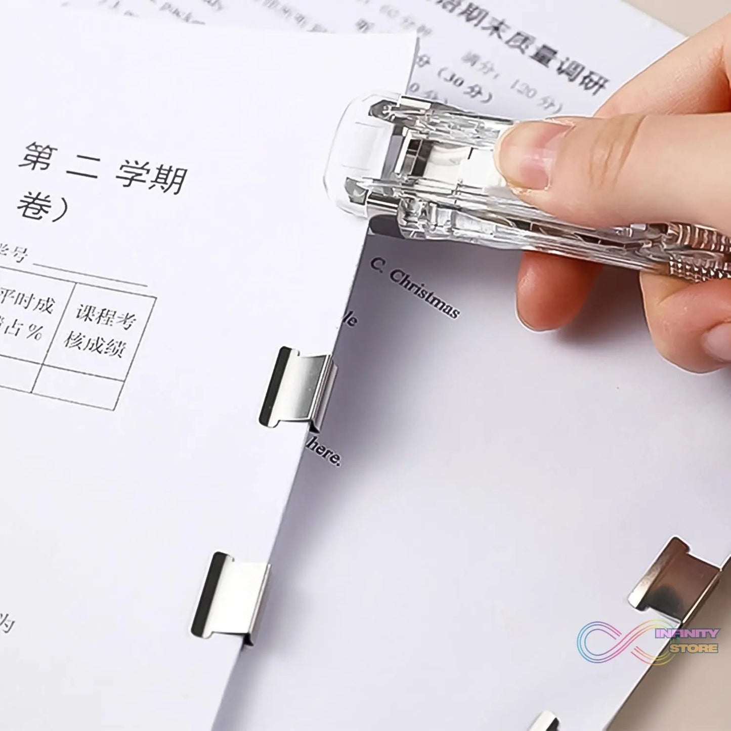 Portable Paper Clamp With 8 Pcs Clip Dispenser Handheld Paper Fast Clam (1 Set) - infinityexculsivestore.com