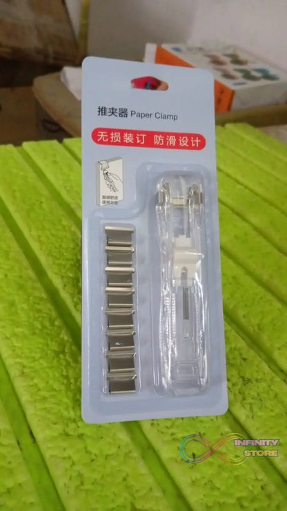 Portable Paper Clamp With 8 Pcs Clip Dispenser Handheld Paper Fast Clam (1 Set) - infinityexculsivestore.com