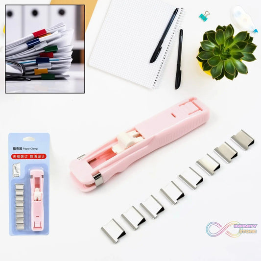 Portable Paper Clamp With 8 Pcs Clip Dispenser Handheld Paper Fast Clam (1 Set) - infinityexculsivestore.com