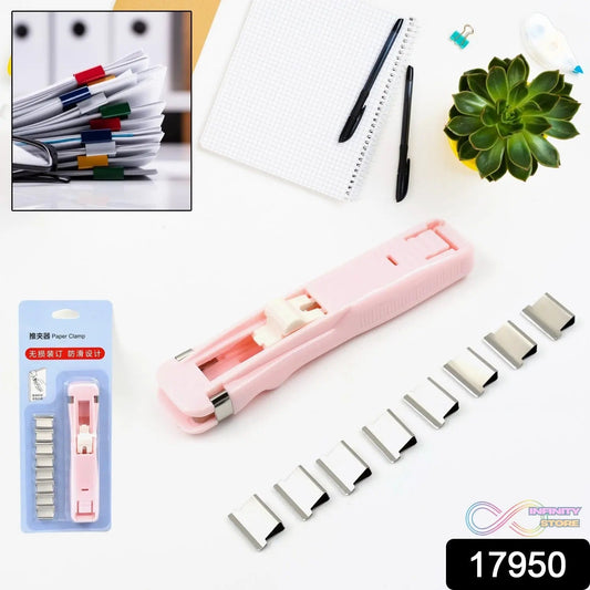 Portable Paper Clamp With 8 Pcs Clip Dispenser Handheld Paper Fast Clam (1 Set) - infinityexculsivestore.com