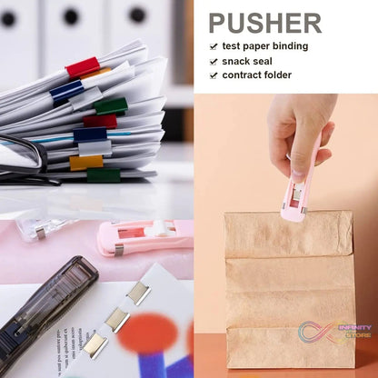Portable Paper Clamp With 8 Pcs Clip Dispenser Handheld Paper Fast Clam (1 Set) - infinityexculsivestore.com