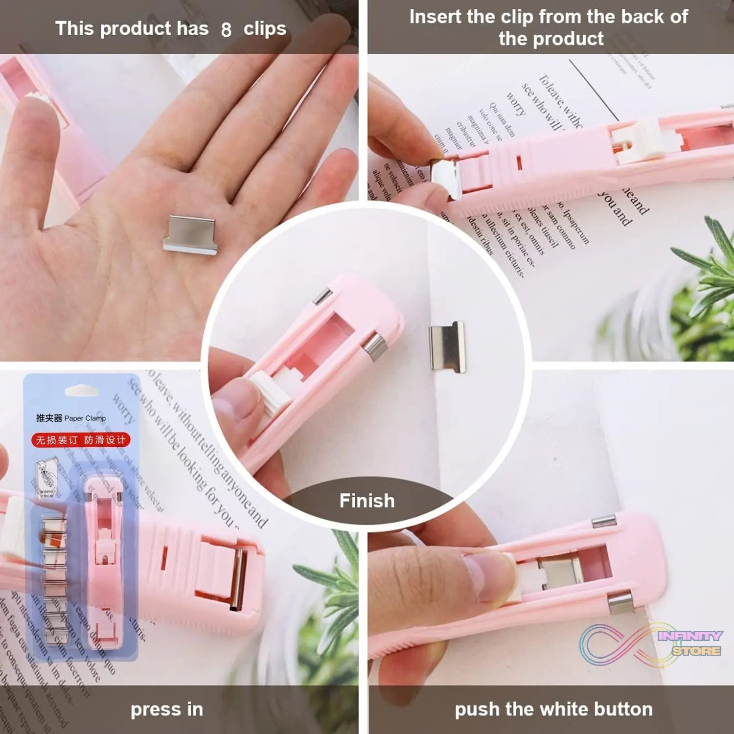 Portable Paper Clamp With 8 Pcs Clip Dispenser Handheld Paper Fast Clam (1 Set) - infinityexculsivestore.com