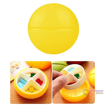 Portable Round Shape 4 Compartments Pill Box (1 Pc / With Brown Box) - infinityexculsivestore.com
