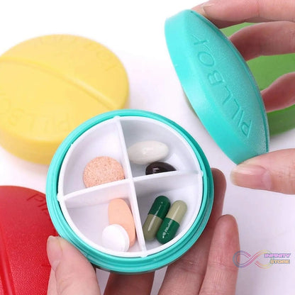 Portable Round Shape 4 Compartments Pill Box (1 Pc / With Brown Box) - infinityexculsivestore.com