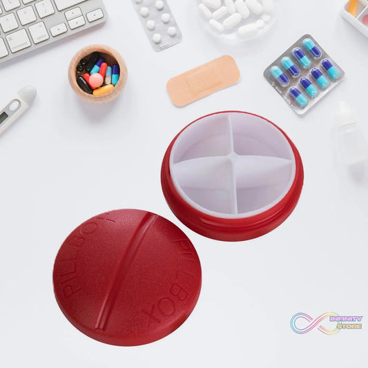 Portable Round Shape 4 Compartments Pill Box (1 Pc) - infinityexculsivestore.com