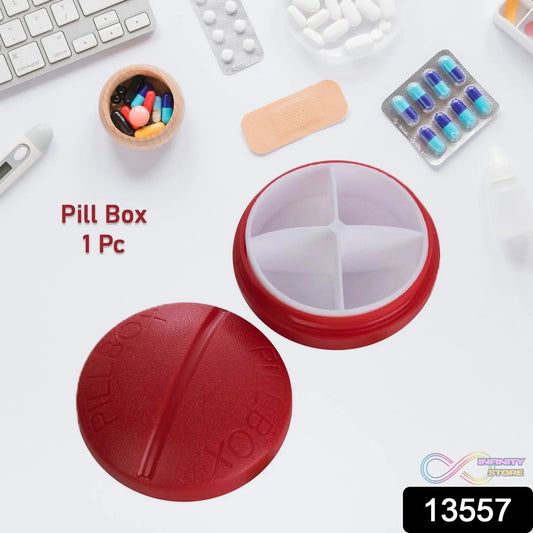 Portable Round Shape 4 Compartments Pill Box (1 Pc) - infinityexculsivestore.com