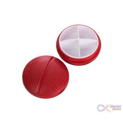 Portable Round Shape 4 Compartments Pill Box (1 Pc) - infinityexculsivestore.com