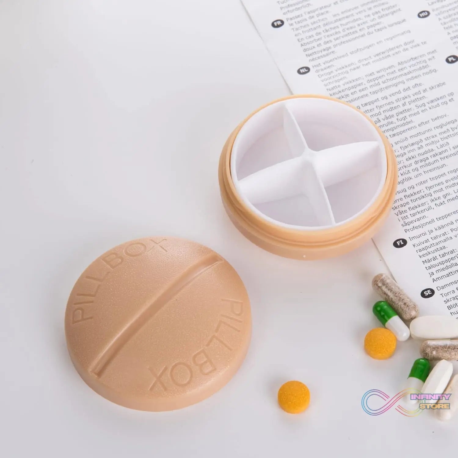Portable Round Shape 4 Compartments Pill Box (1 Pc) - infinityexculsivestore.com