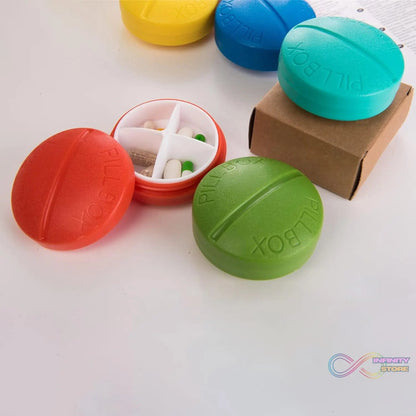 Portable Round Shape 4 Compartments Pill Box (1 Pc) - infinityexculsivestore.com
