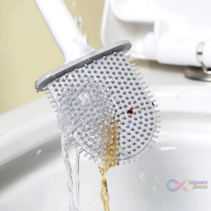 Portable Silicone Toilet Brush with Holder Flex Toilet Brush - Wall Mounted Anti - drip Set Toilet Cleaner Brush | Non - Slip Long Handle Toilet Brush Pack of 1 - infinityexculsivestore.com