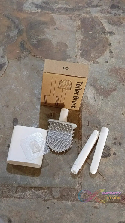 Portable Silicone Toilet Brush with Holder Flex Toilet Brush - Wall Mounted Anti - drip Set Toilet Cleaner Brush | Non - Slip Long Handle Toilet Brush Pack of 1 - infinityexculsivestore.com