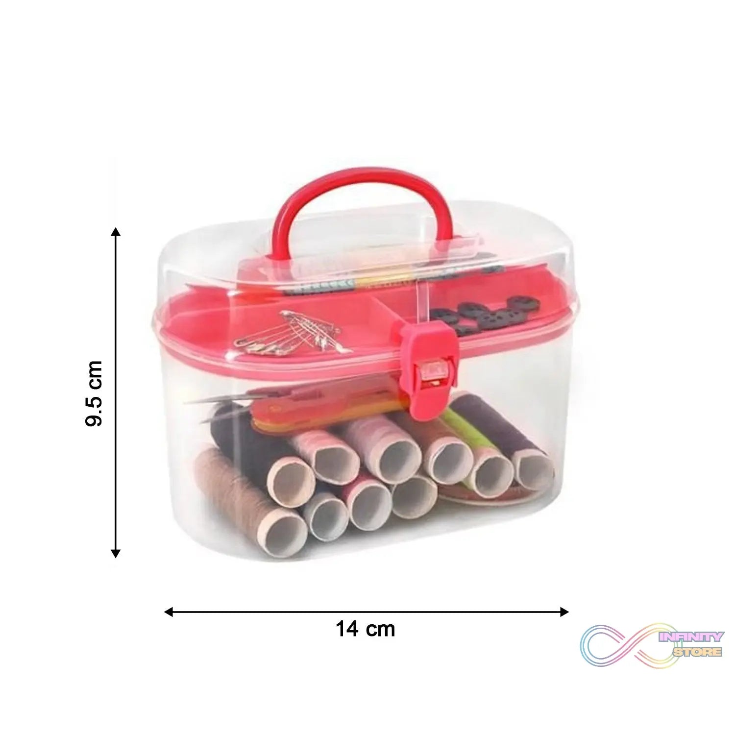 Lightweight sewing kit with all essentials for travel, organized in a small box