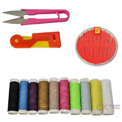 Sewing kit box perfect for travel, includes various thread colors and tools