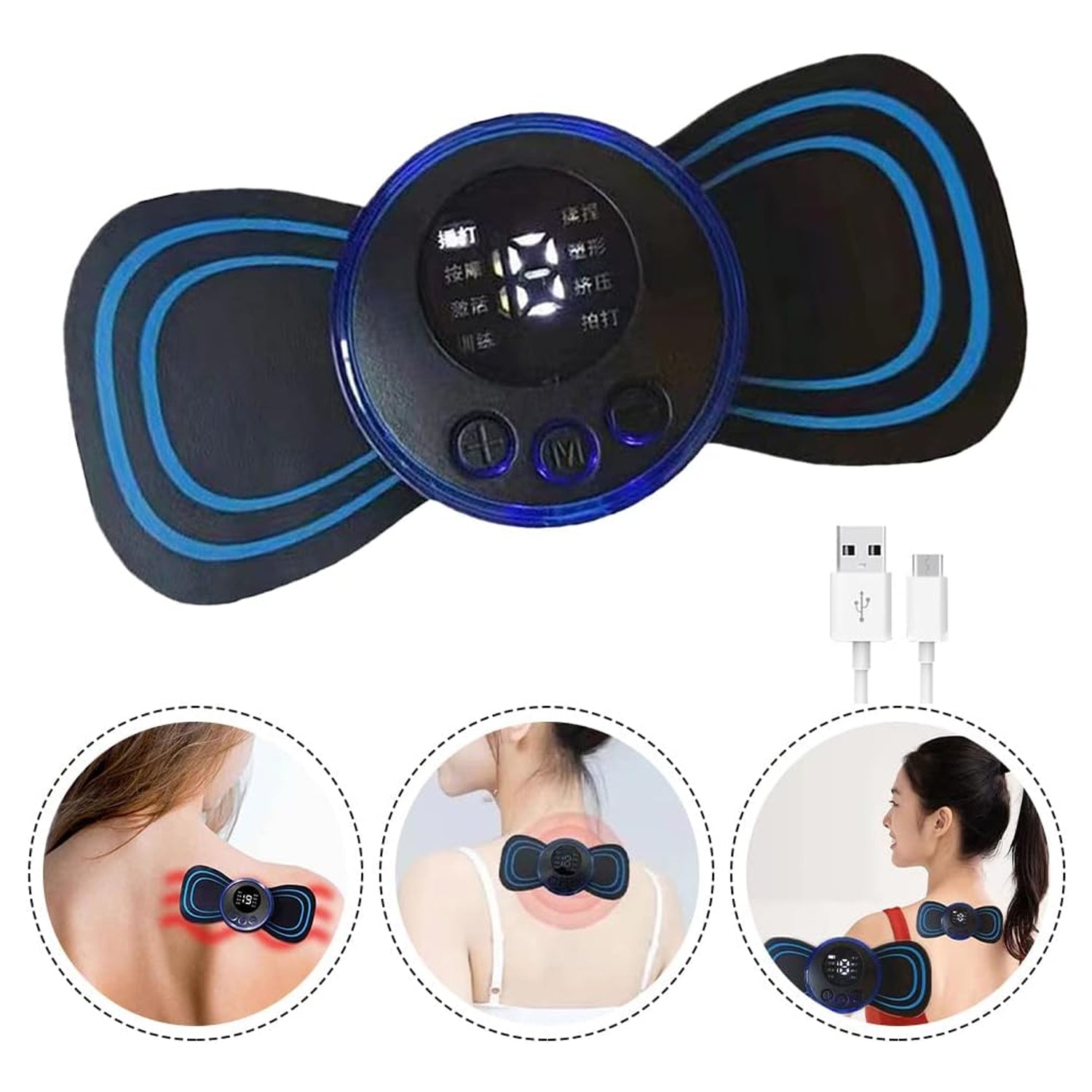 Portable USB Neck Massager Electric Neck Massager, Enhancer Mini Cervical Massager EMS Lymphatic Drainage Massage with Cable - infinityexculsivestore.com