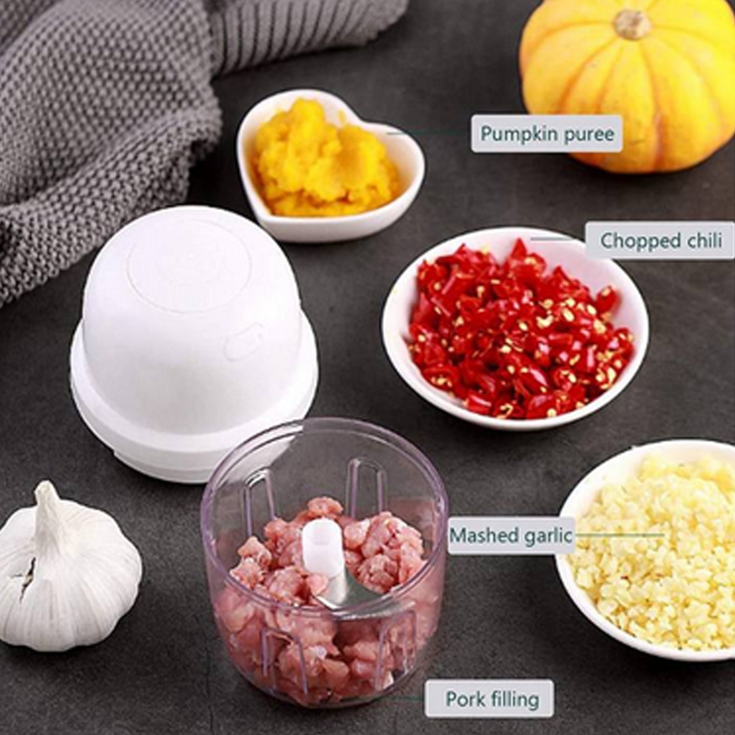 Portable USB Rechargeable Electric Chopper Fruit Vegetable Onion Chopper Garlic Chopper - infinityexculsivestore.com