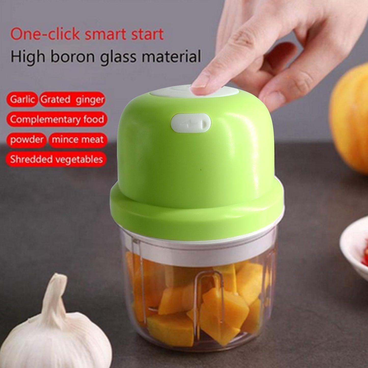 Portable USB Rechargeable Electric Chopper Fruit Vegetable Onion Chopper Garlic Chopper - infinityexculsivestore.com