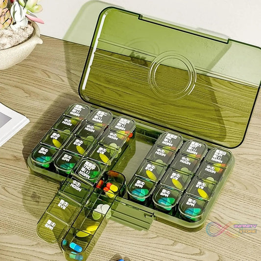 Portable Weekly Pill Box Organiser Daily Pill Keeper 21 Grid Container (1 Pc) - infinityexculsivestore.com
