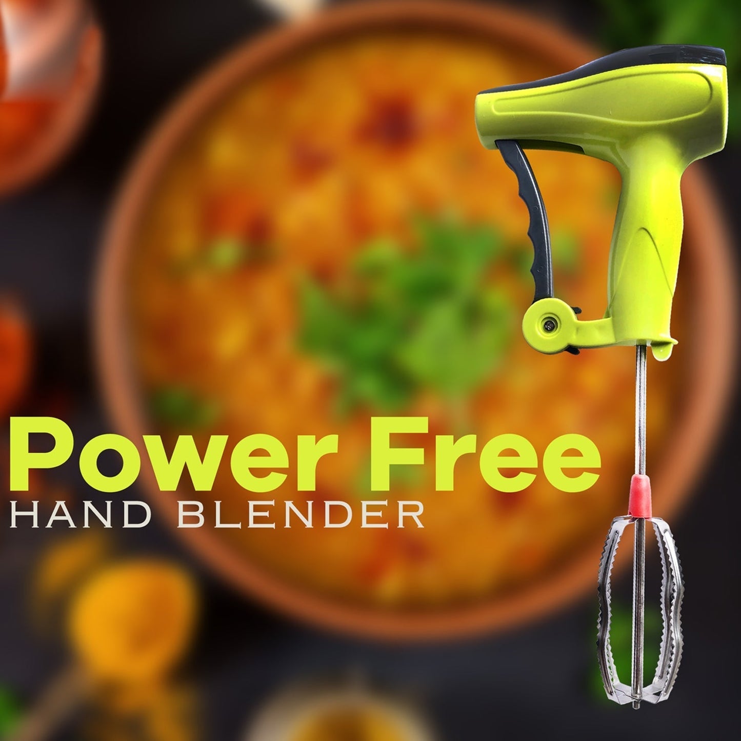 Power Free Manual Hand Blender with Stainless Steel Blades, Milk Lassi Maker, Egg Beater Mixer Rawai - infinityexculsivestore.com