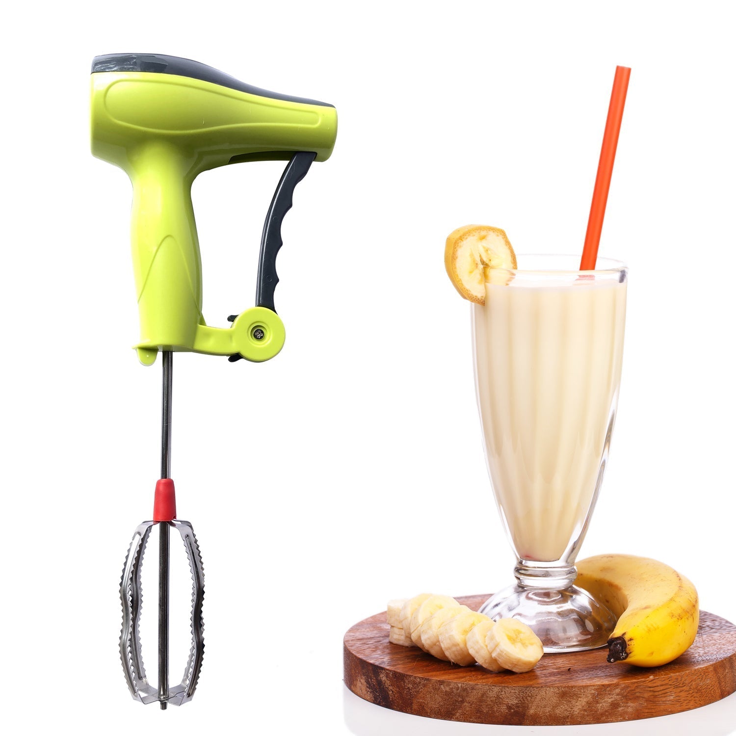 Power Free Manual Hand Blender with Stainless Steel Blades, Milk Lassi Maker, Egg Beater Mixer Rawai - infinityexculsivestore.com