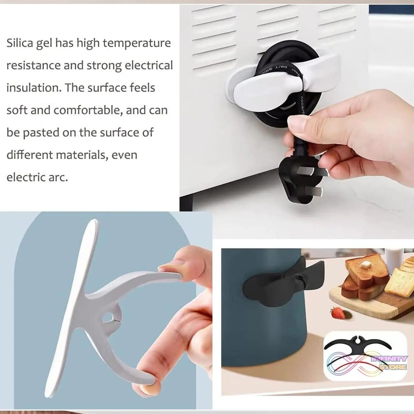 Power Plug Holder Organizer for Appliances Tidy Cord Winder Cable Organizer Self Adhesive Wire Wrap Holder for Coffee Maker Pressure Etc (1 Pc / 8x3 Cm / Small) - infinityexculsivestore.com
