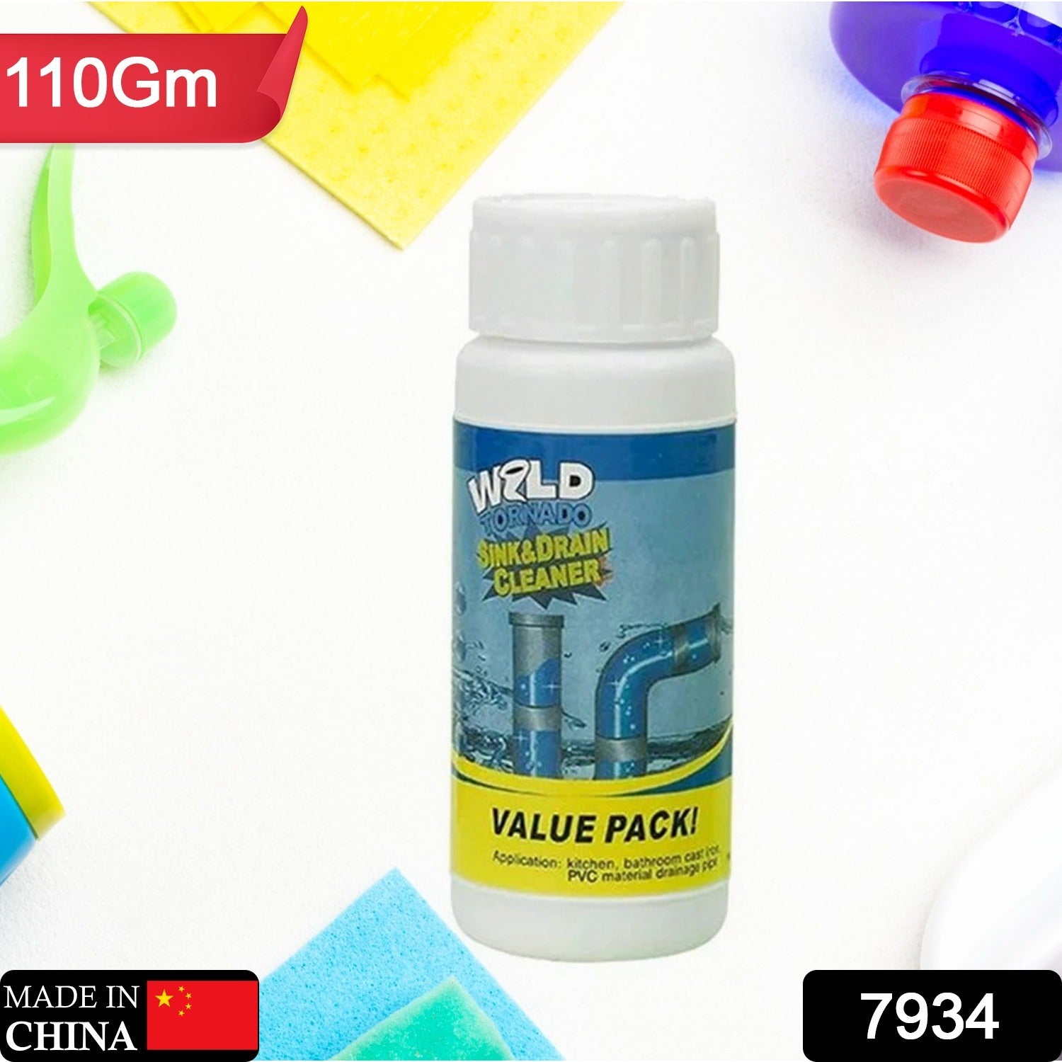 Powerful Sink and Drain Cleaner, Portable Powder Cleaning Tool Super Clog Remover Chemical Powder Agent for Kitchen Toilet Pipe Dredging (110 Gm) - infinityexculsivestore.com