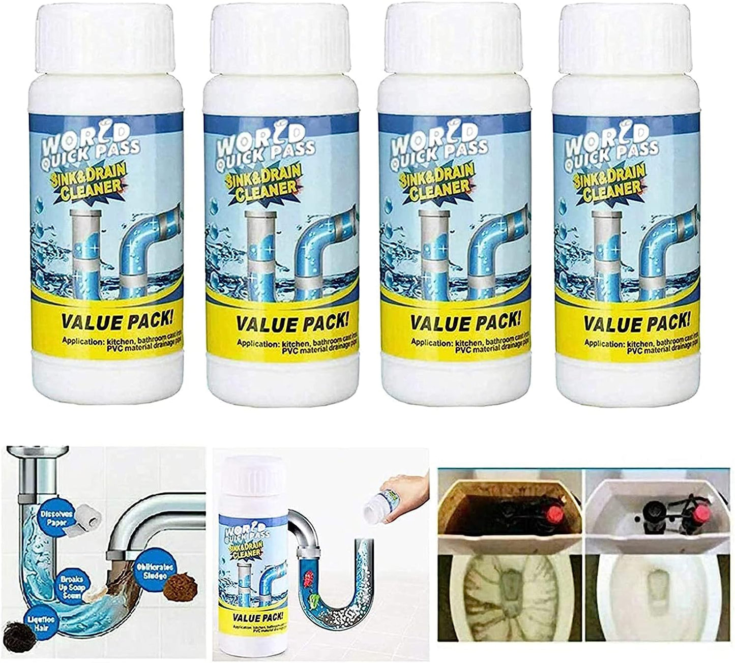 Powerful Sink and Drain Cleaner, Portable Powder Cleaning Tool Super Clog Remover Chemical Powder Agent for Kitchen Toilet Pipe Dredging (110 Gm) - infinityexculsivestore.com