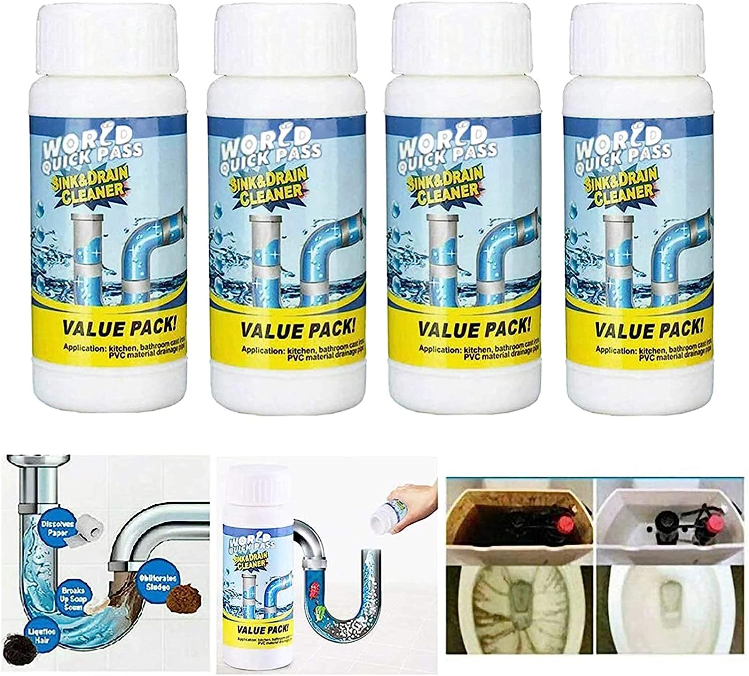 Powerful Sink and Drain Cleaner, Portable Powder Cleaning Tool Super Clog Remover Chemical Powder Agent for Kitchen Toilet Pipe Dredging (110 Gm) - infinityexculsivestore.com