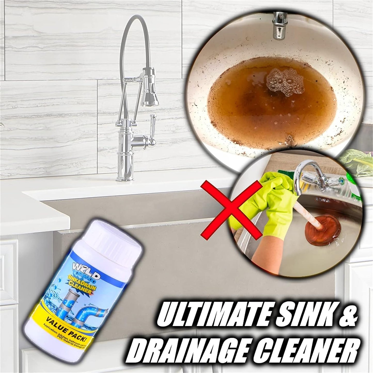 Powerful Sink and Drain Cleaner, Portable Powder Cleaning Tool Super Clog Remover Chemical Powder Agent for Kitchen Toilet Pipe Dredging (110 Gm) - infinityexculsivestore.com