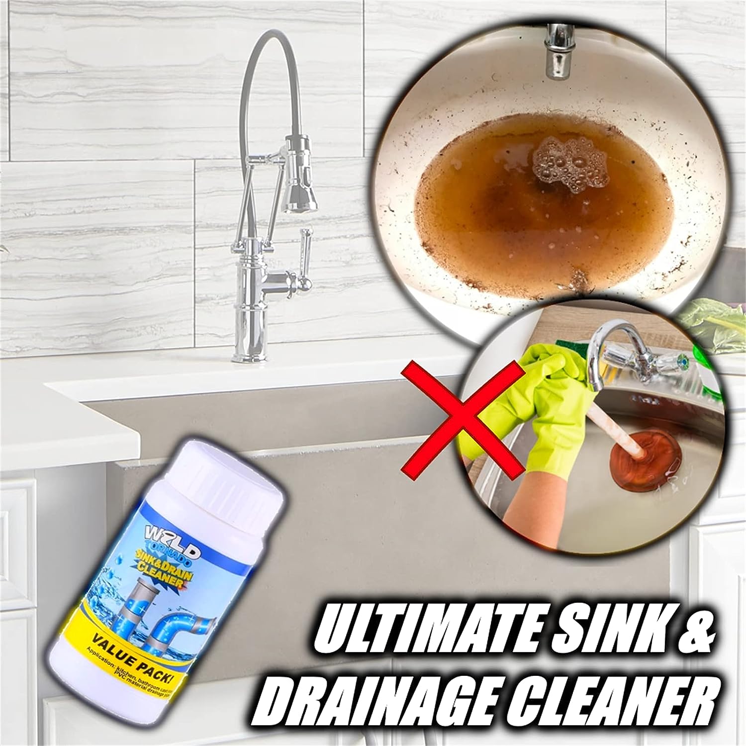 Powerful Sink and Drain Cleaner, Portable Powder Cleaning Tool Super Clog Remover Chemical Powder Agent for Kitchen Toilet Pipe Dredging (110 Gm) - infinityexculsivestore.com