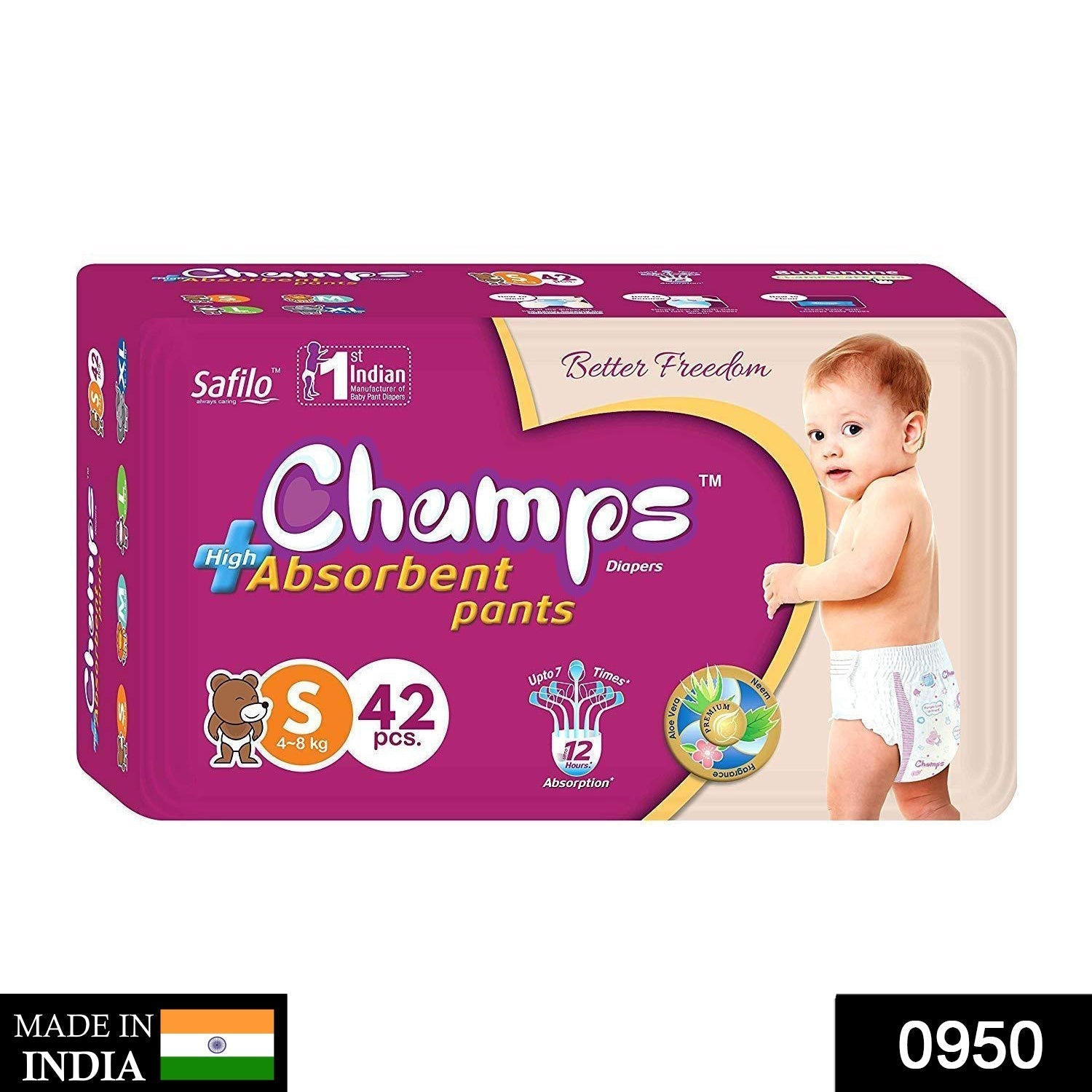 Premium Champs High Absorbent Pant Style Diaper (Small Size / 42 Pcs) - infinityexculsivestore.com