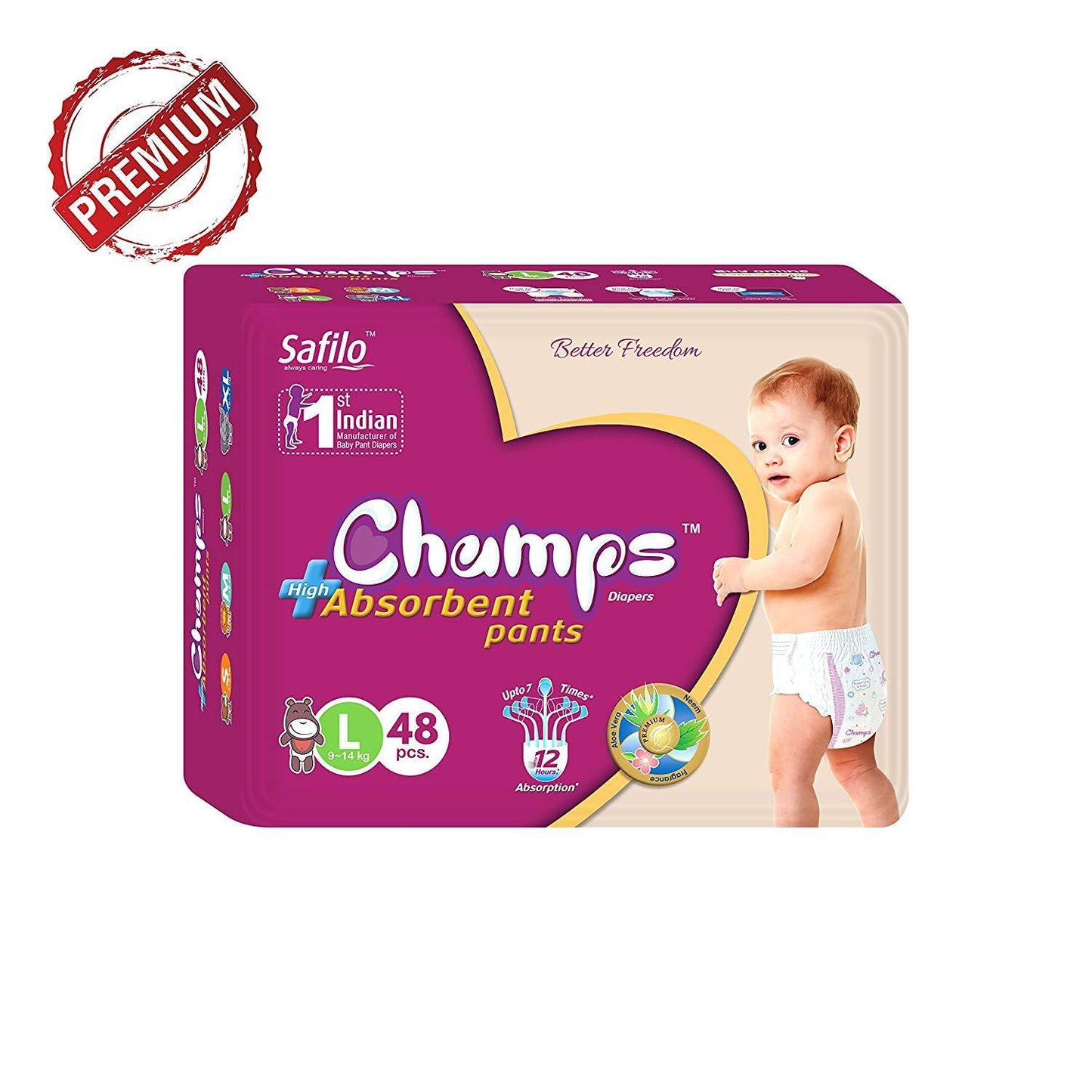 Premium Champs High Absorbent Pant Style Diaper (Small Size / 42 Pcs) - infinityexculsivestore.com