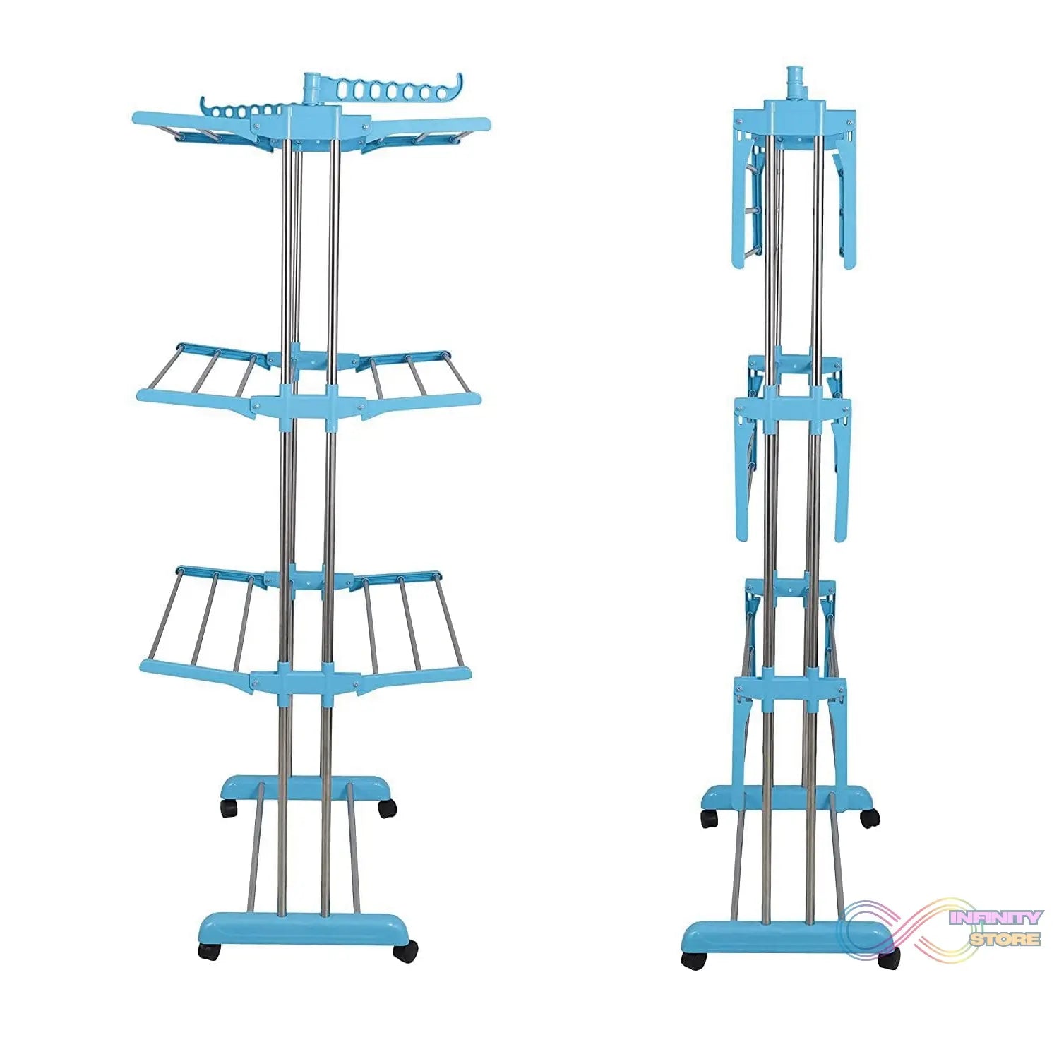 Premium Heavy Duty Stainless Steel 3 Layer Foldable Cloth Drying Stand (1 Set / With Brown Box) - infinityexculsivestore.com