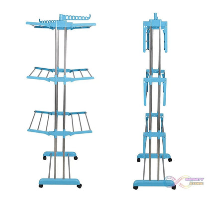 Premium Heavy Duty Stainless Steel 3 Layer Foldable Cloth Drying Stand (1 Set / With Brown Box) - infinityexculsivestore.com