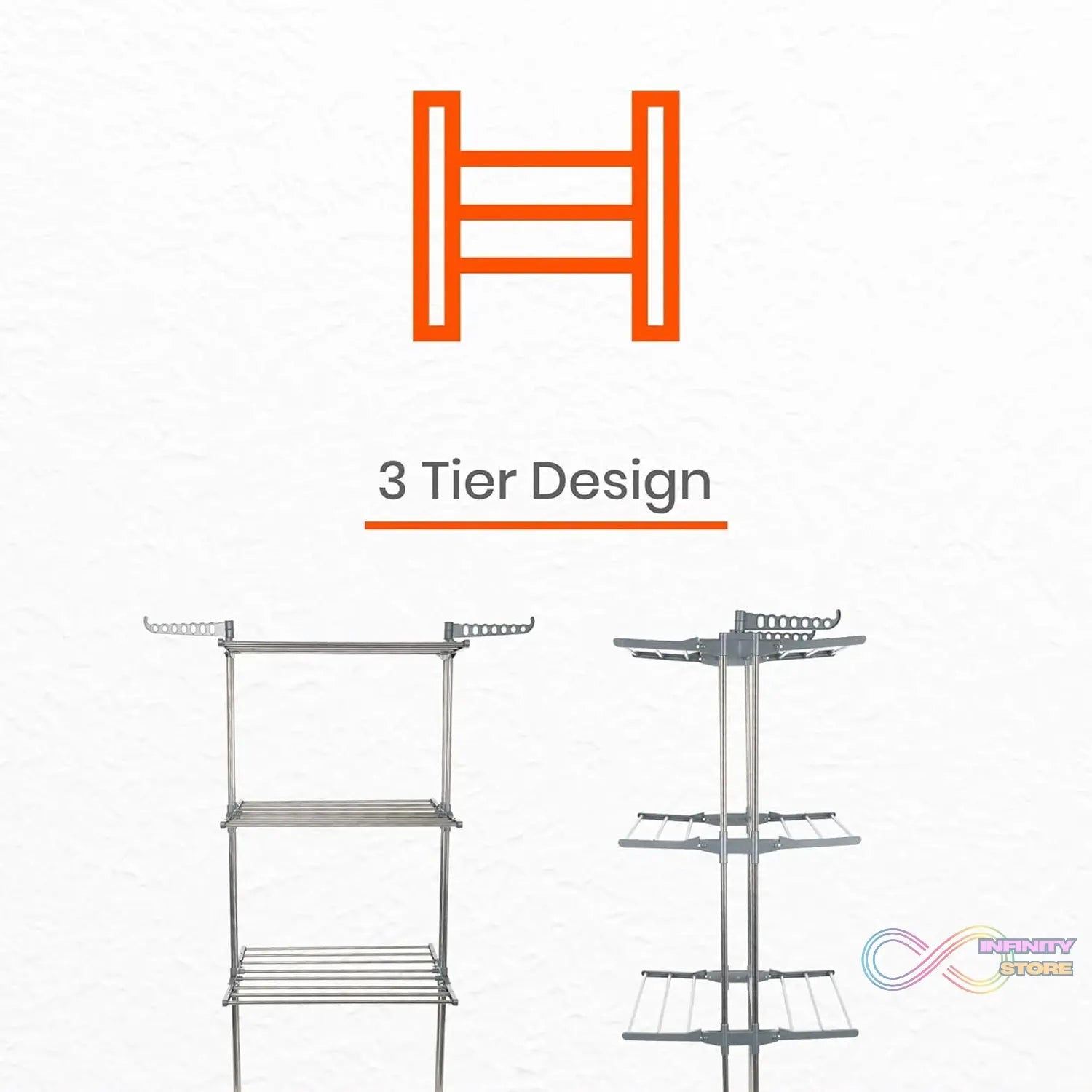 Premium Heavy Duty Stainless Steel 3 Layer Foldable Cloth Drying Stand (1 Set / With Color Box) - infinityexculsivestore.com