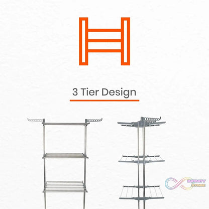 Premium Heavy Duty Stainless Steel 3 Layer Foldable Cloth Drying Stand (1 Set / With Color Box) - infinityexculsivestore.com
