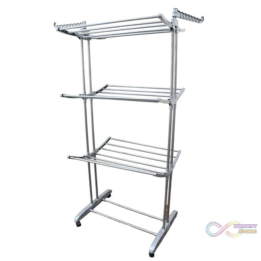 Premium Heavy Duty Stainless Steel 3 Layer Foldable Cloth Drying Stand (1 Set / With Color Box) - infinityexculsivestore.com